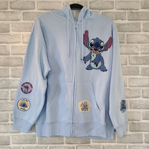 Disney Tops - Disney Stitch Full Zip Brushed Fleece Hoodie Embroidered Large NWT Womens Large